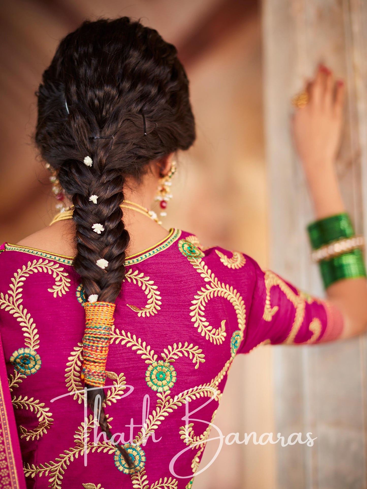 Turquoise green Paithani saree with designer blouse