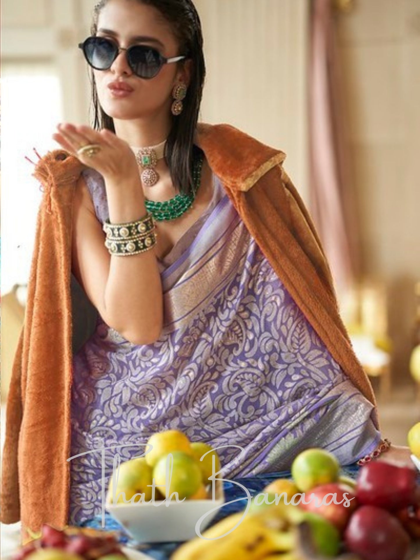Graceful Lavender Georgette Saree with delicate prints