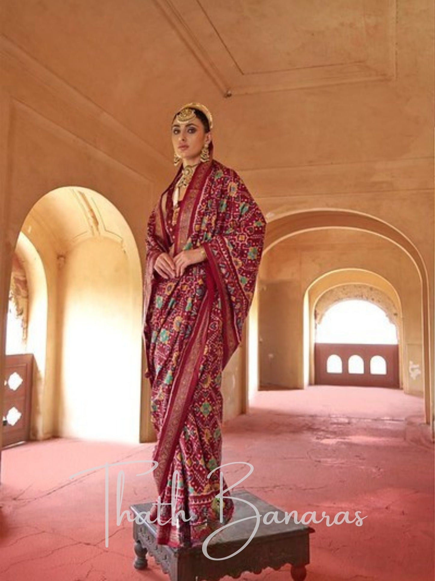 Exquisite Royal Maroon Patola Silk Saree