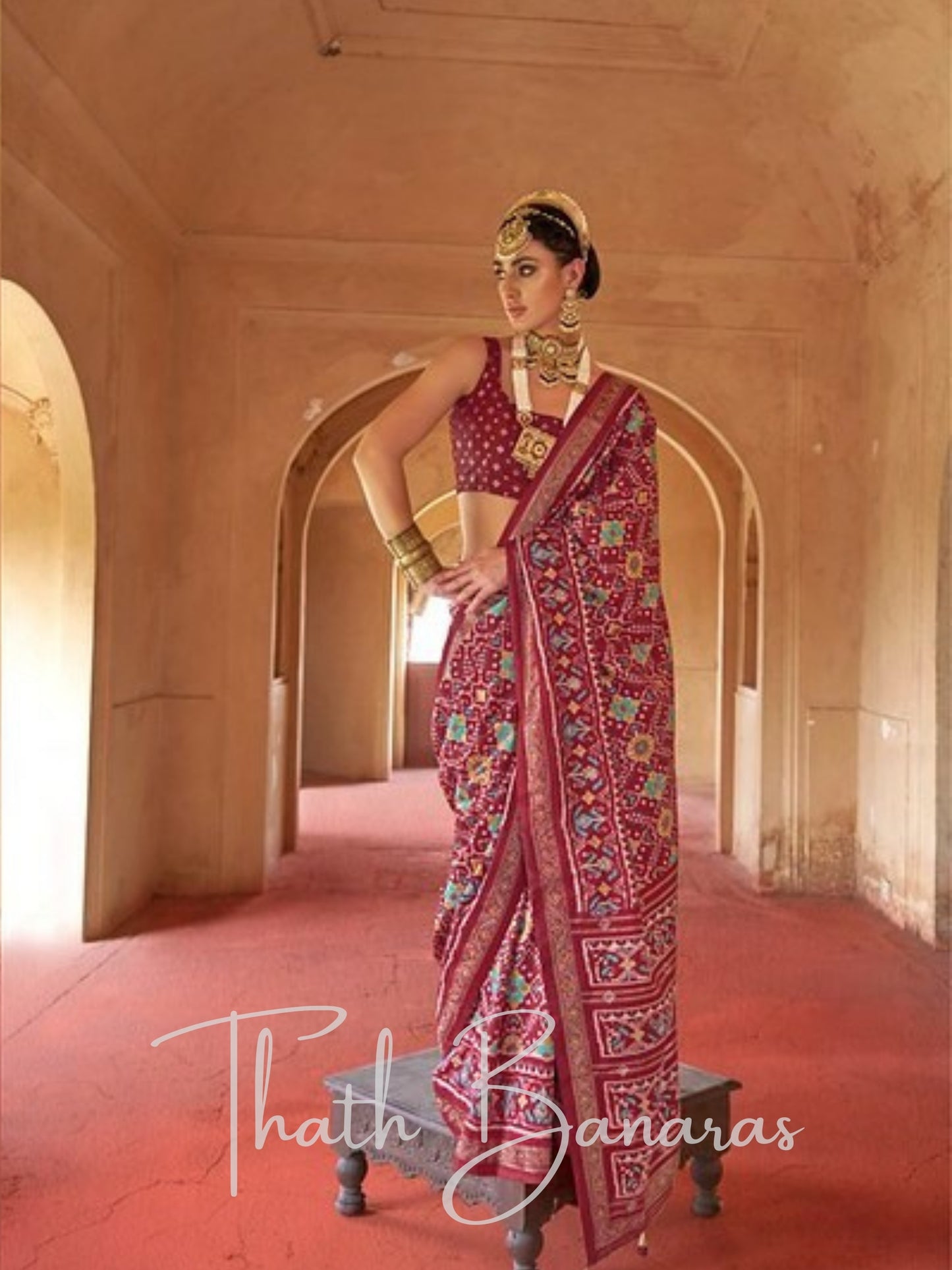 Exquisite Royal Maroon Patola Silk Saree