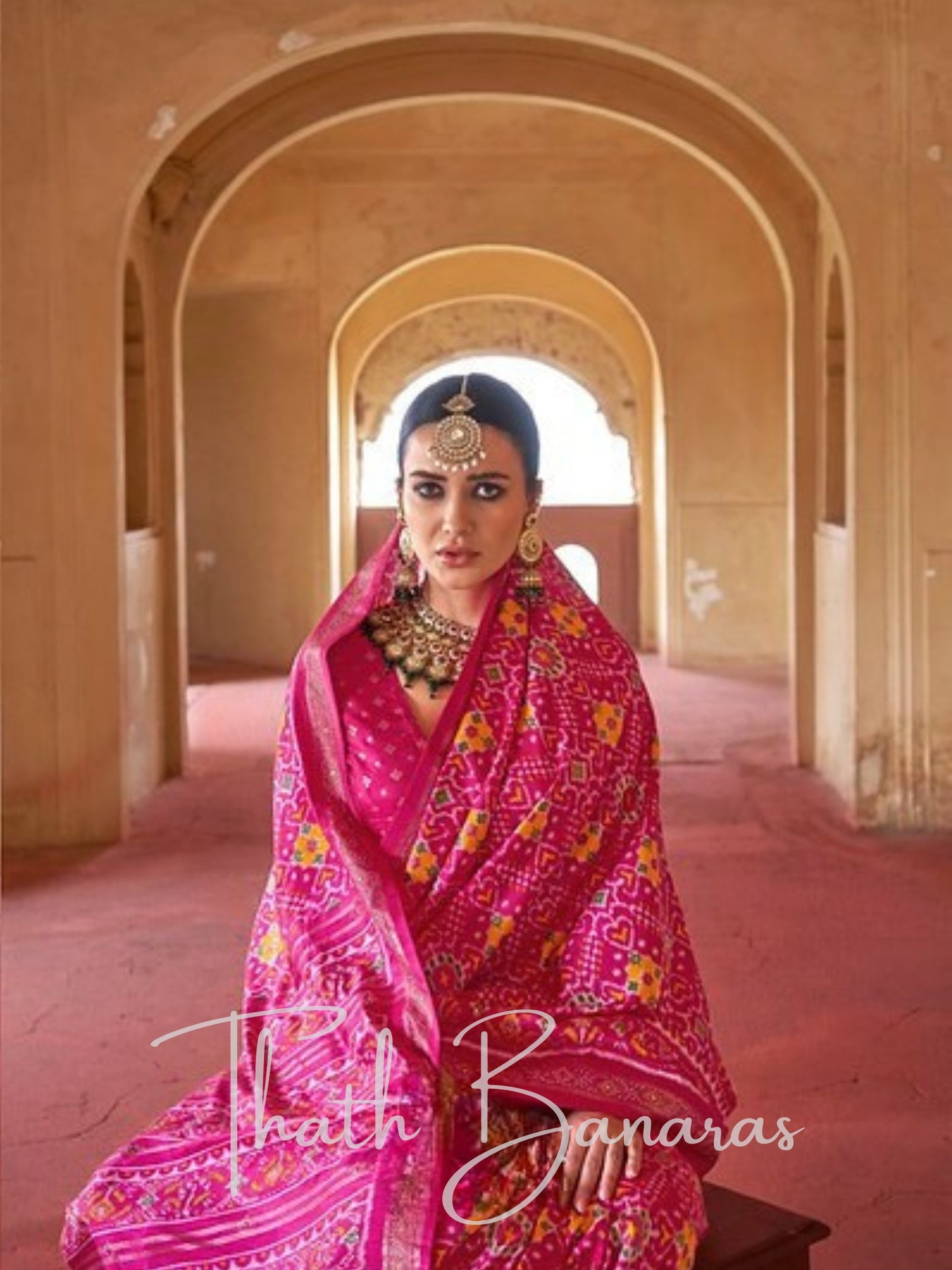 Graceful Rani Pink Patola Silk Saree