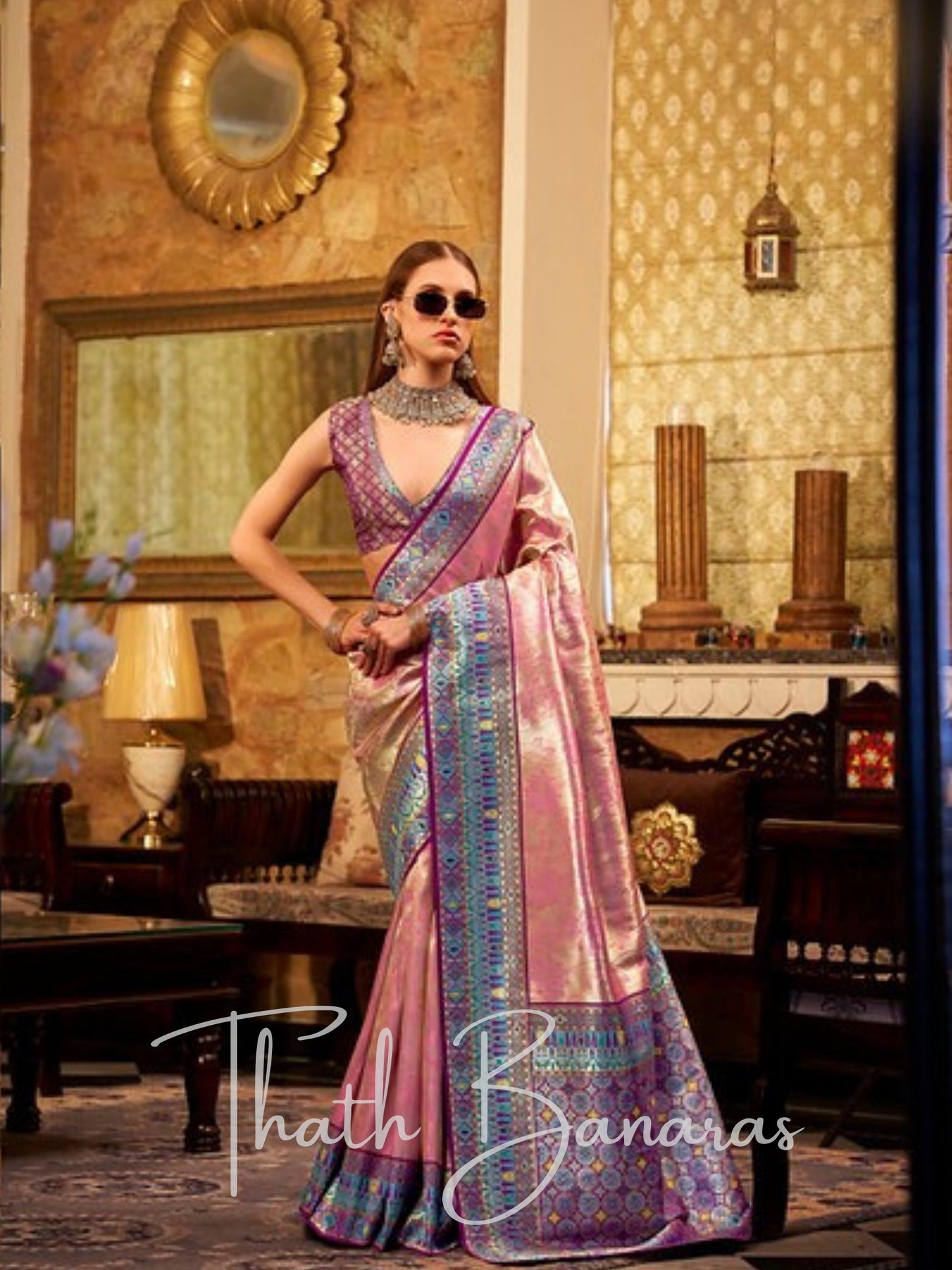 Exquisite Pink Paithani Silk Saree with Traditional Zari Work