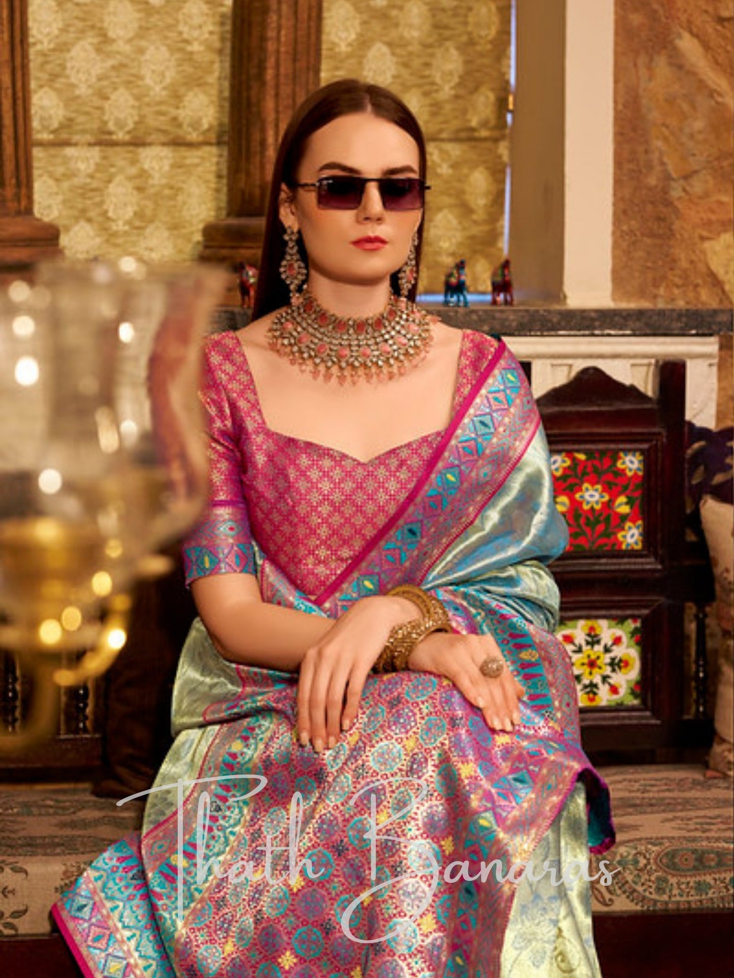 Teal Blue Woven Silk Saree with Intricate Zari work