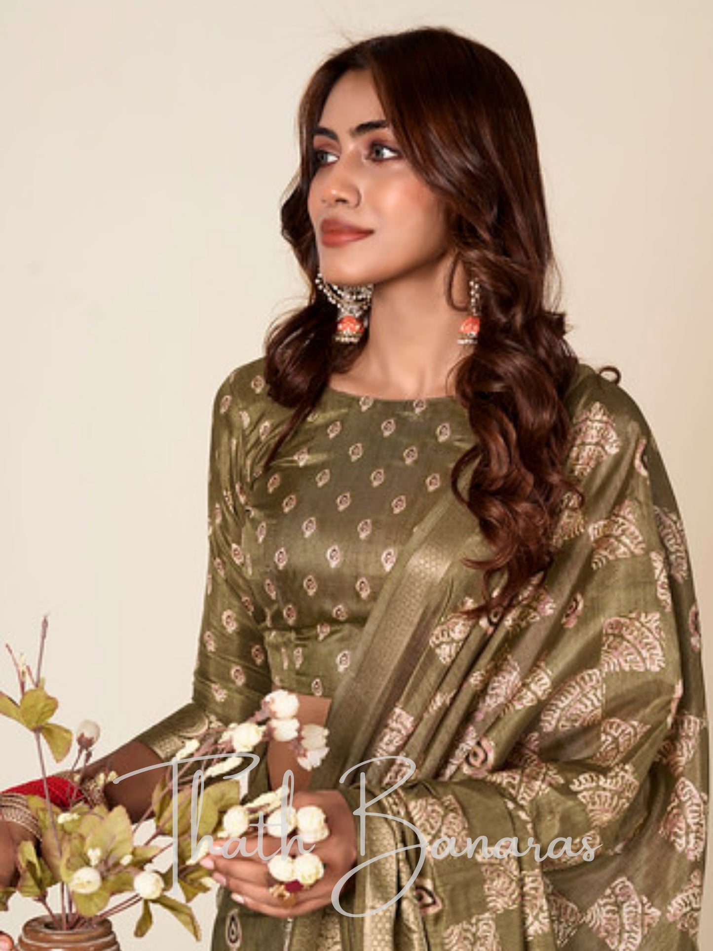 Olive Envy Royal Green MulMul Cotton Saree with Zari Accents