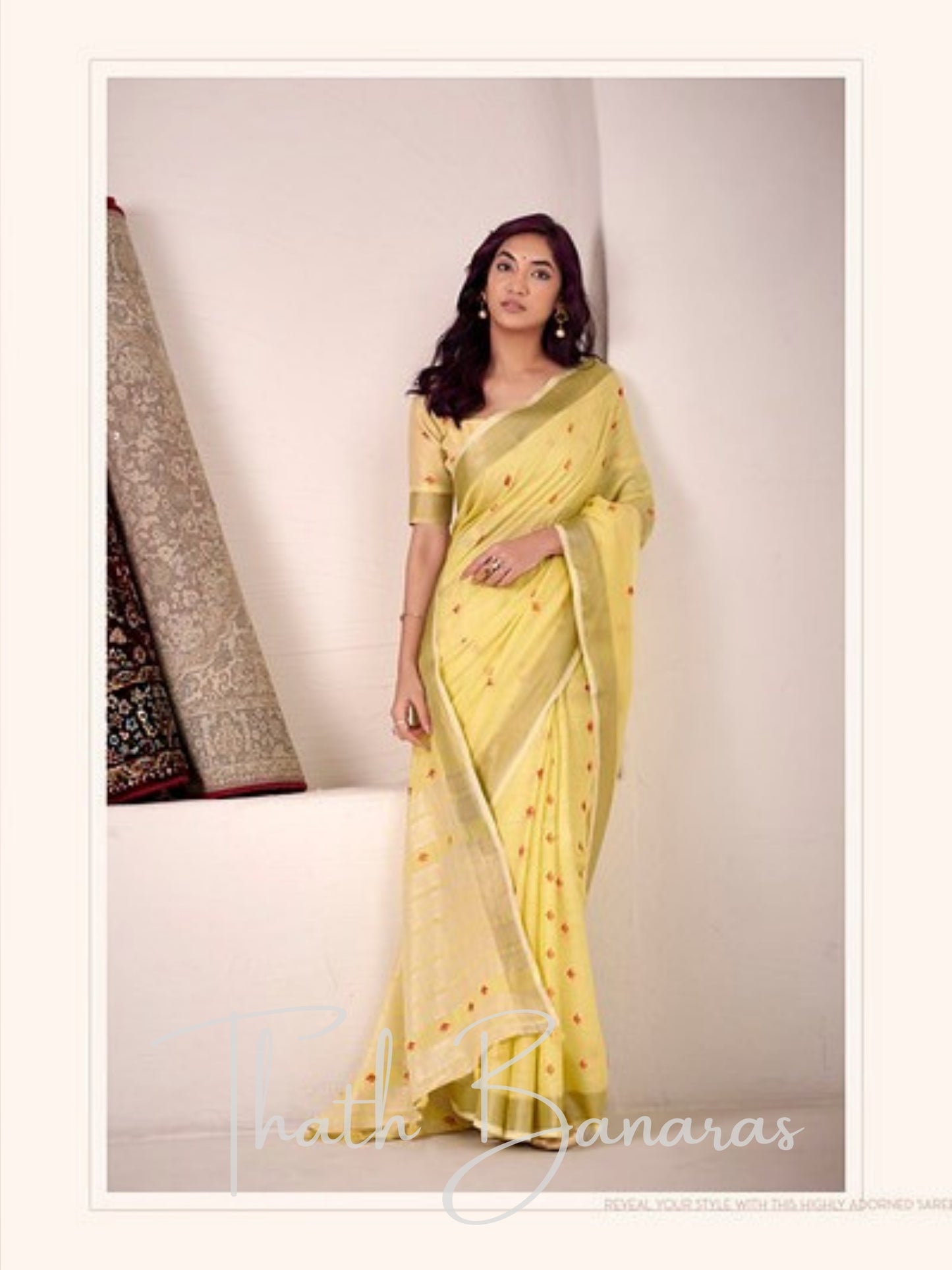Elegant Yellow Silk Linen Saree