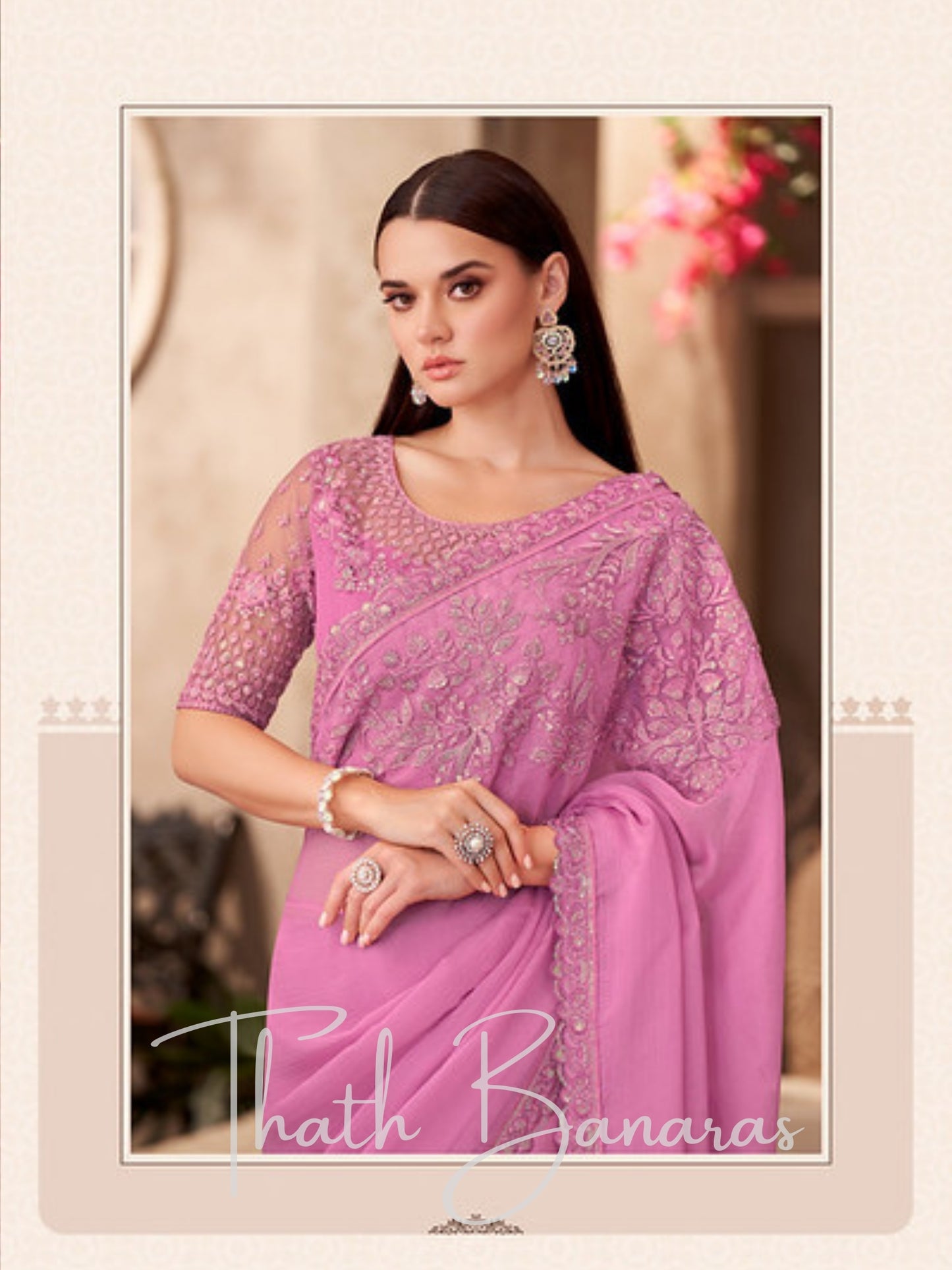 Rosy Comfort Chiffon delight Saree with Delicate Embroidery