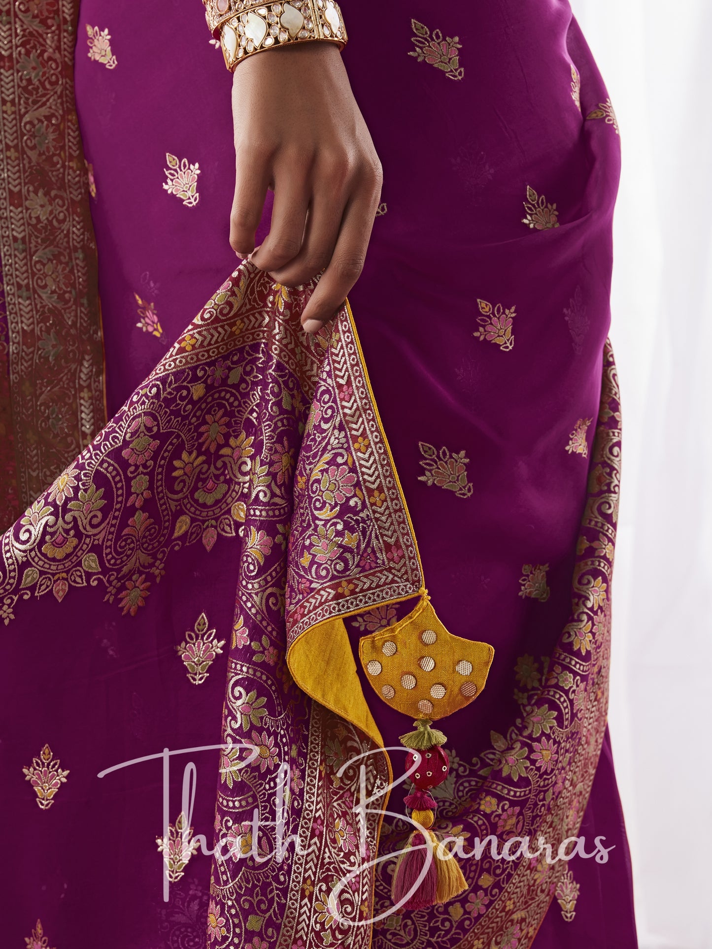 Purple Kora Silk with Designer Minakari Pallu & Fancy Blouse