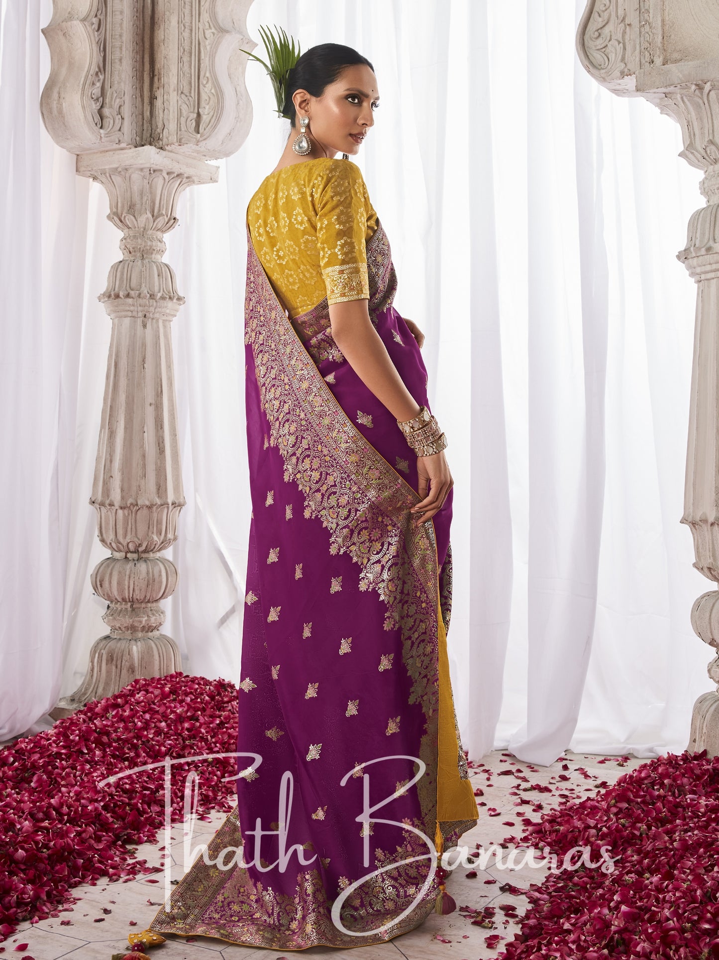 Purple Kora Silk with Designer Minakari Pallu & Fancy Blouse