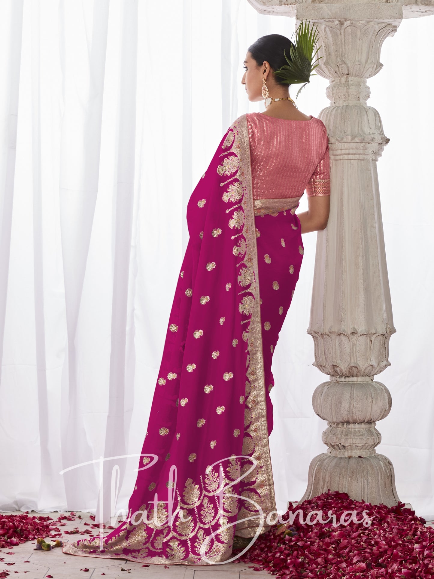 Pink Kora Silk with Designer Minakari Pallu & Fancy Blouse