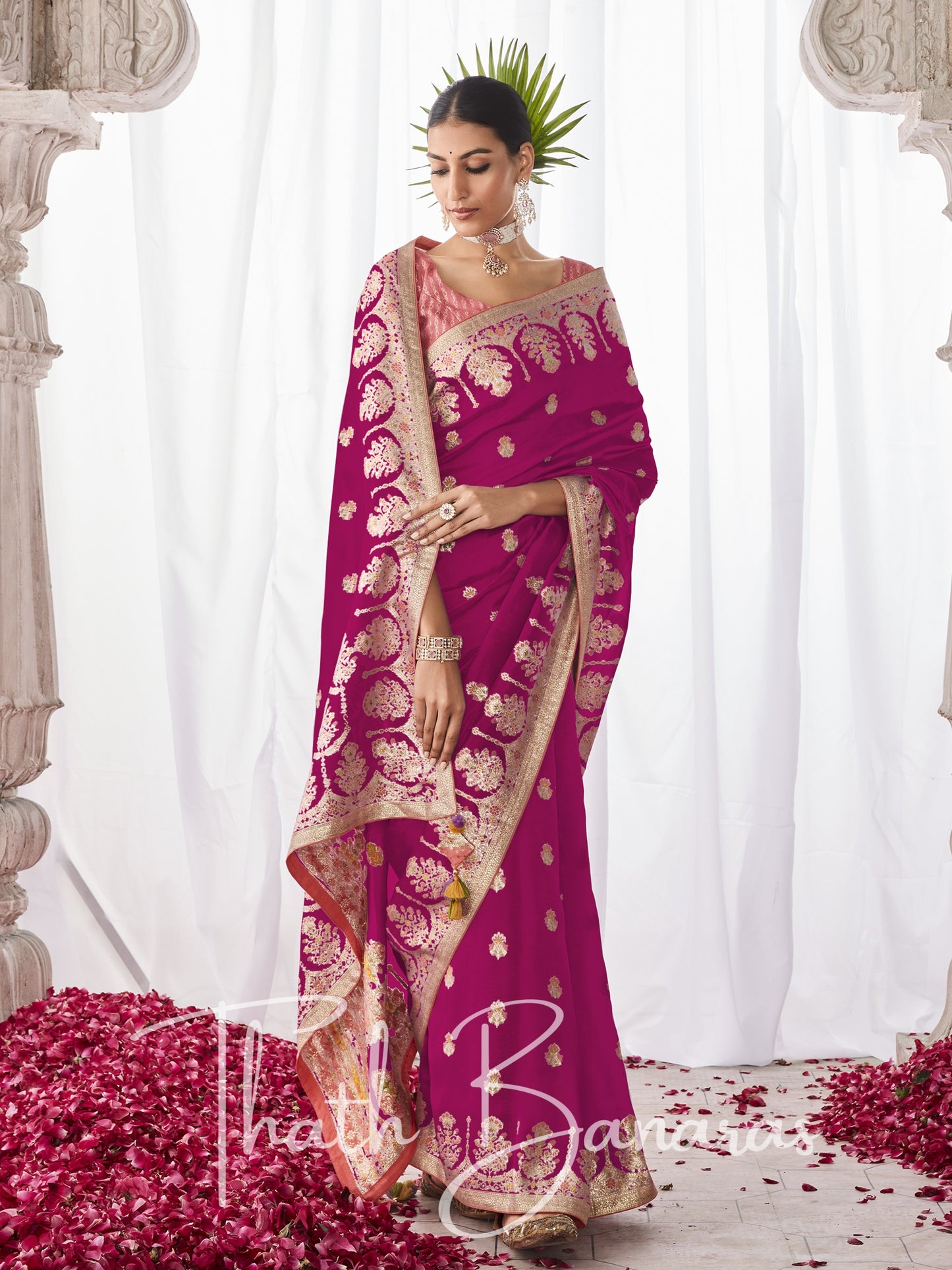 Pink Kora Silk with Designer Minakari Pallu & Fancy Blouse