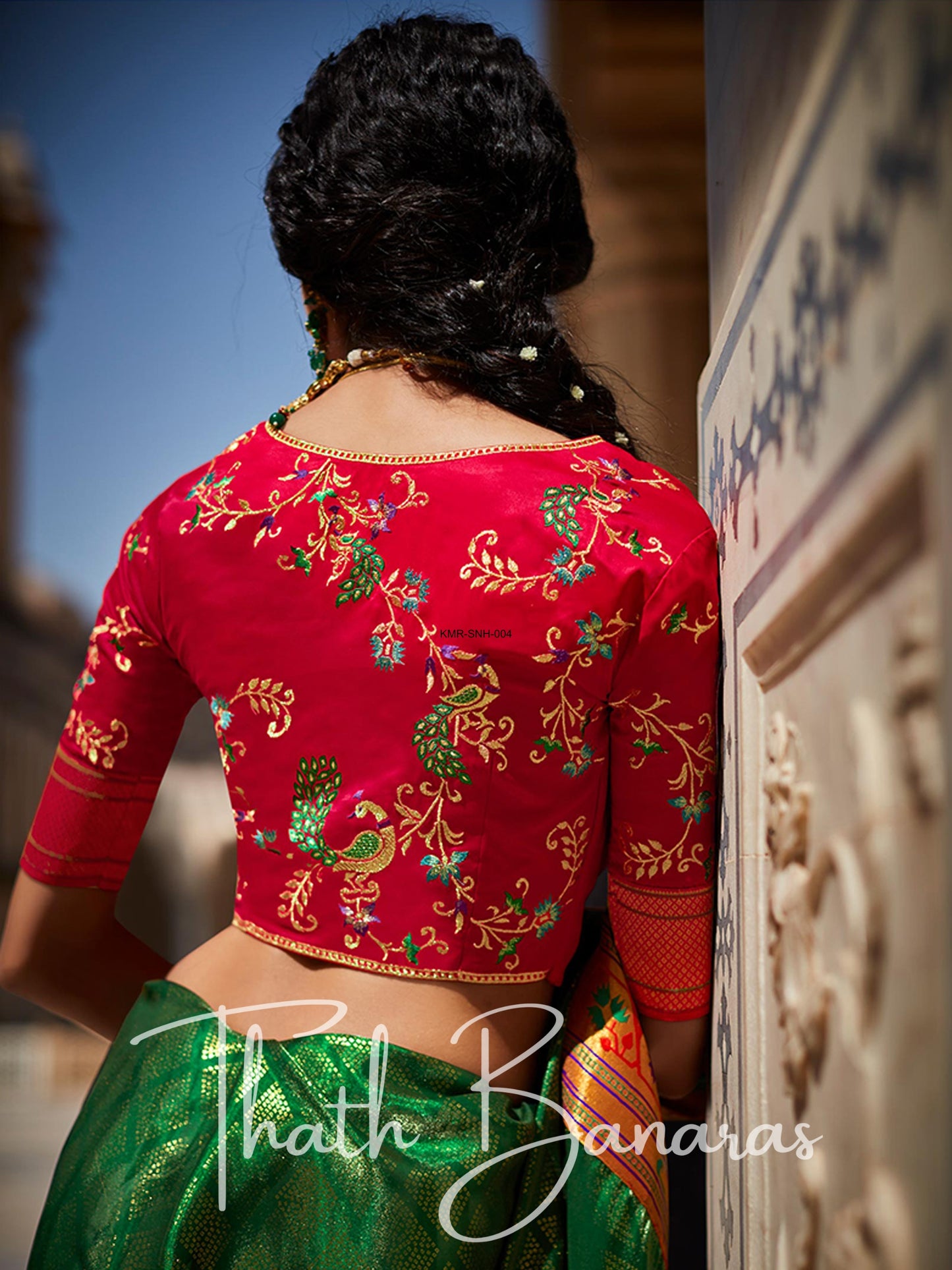 Green Paithani saree with designer blouse