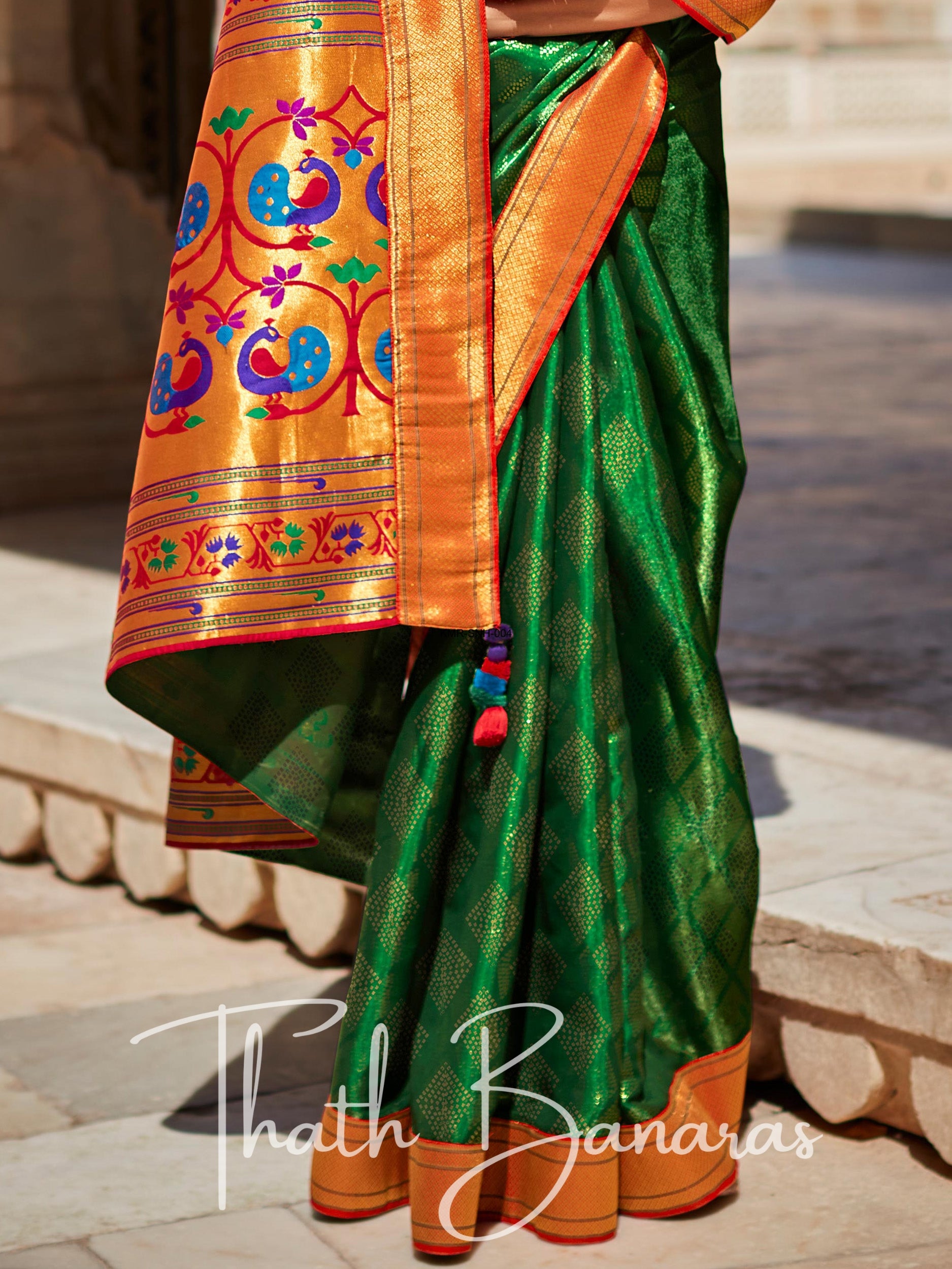 Latest) Green Paithani Saree For Marathi Wedding Ceremony