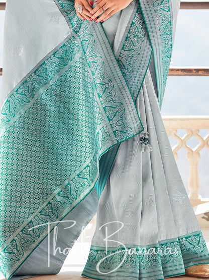 Sea green Paithani saree with designer blouse