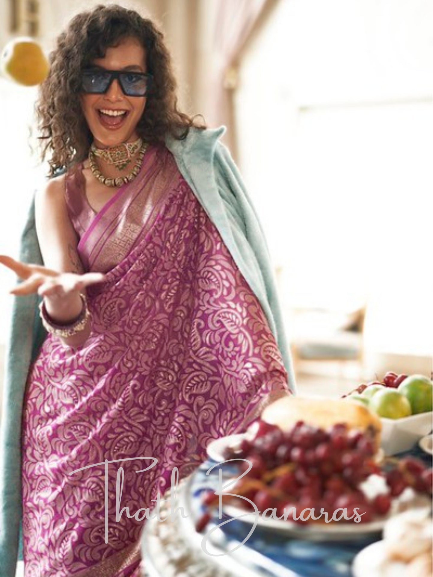 Opulent Weave Wine Georgette Saree