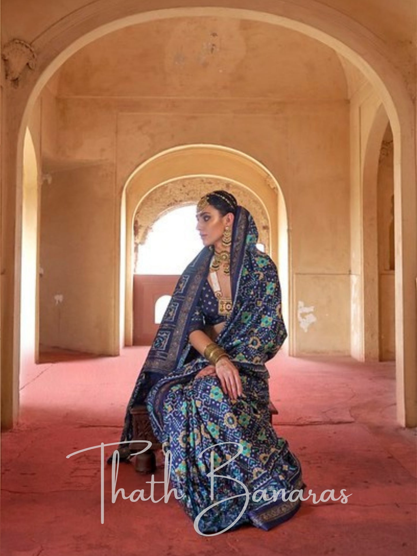 Regal Navy Blue Patola Silk Saree