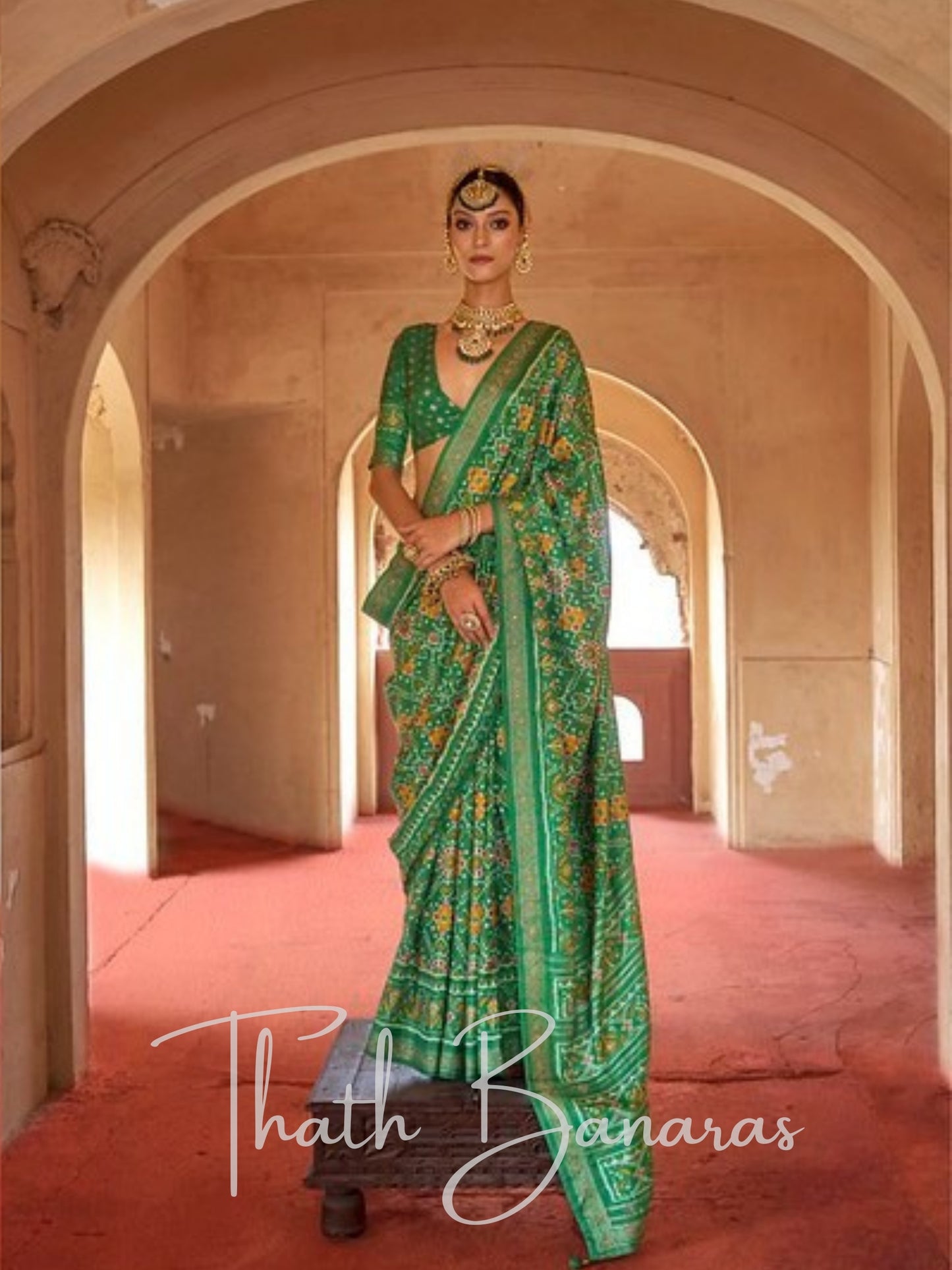 Emerald Green Grandeur Patola Silk Saree