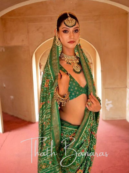Emerald Green Grandeur Patola Silk Saree