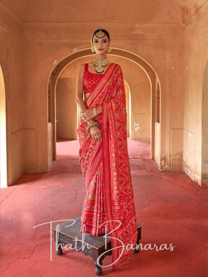 Radiant Red Patola Silk Saree