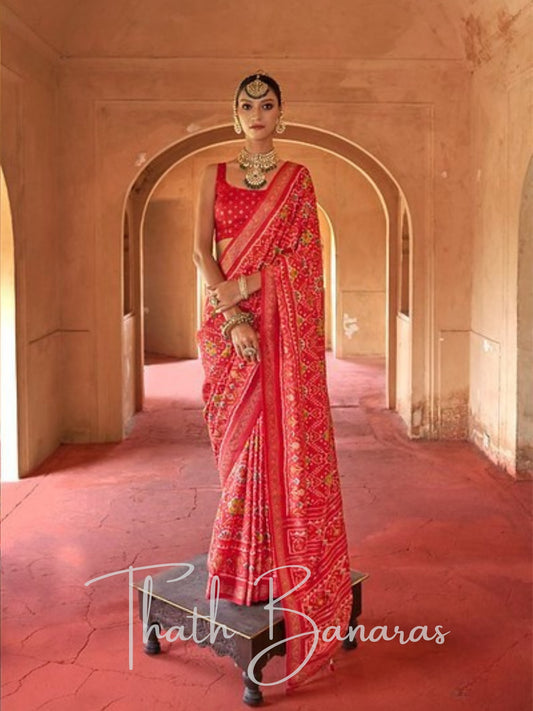 Radiant Red Patola Silk Saree