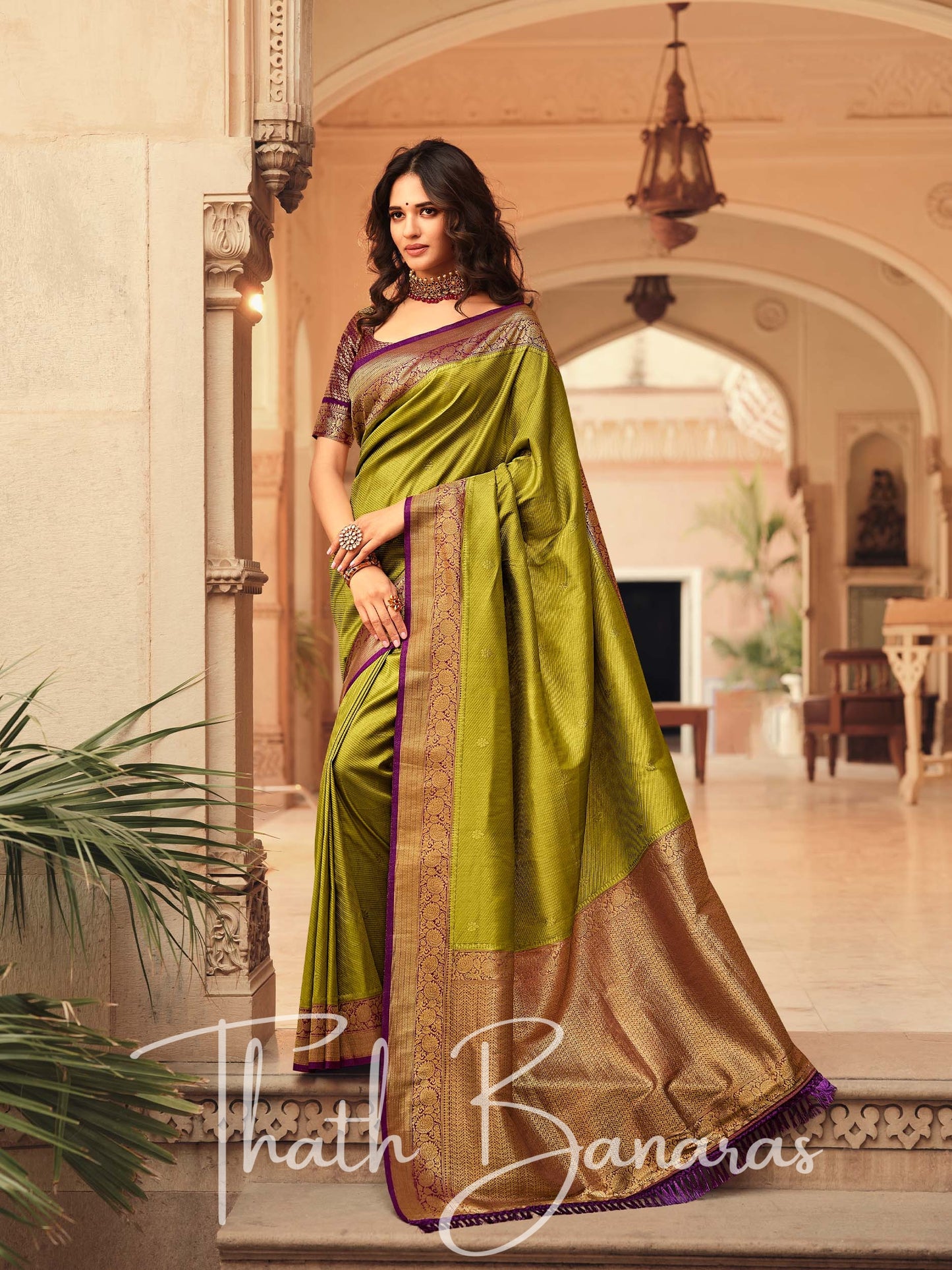 Mehndi Green Soft Kanjivaram Chhap Dying Saree