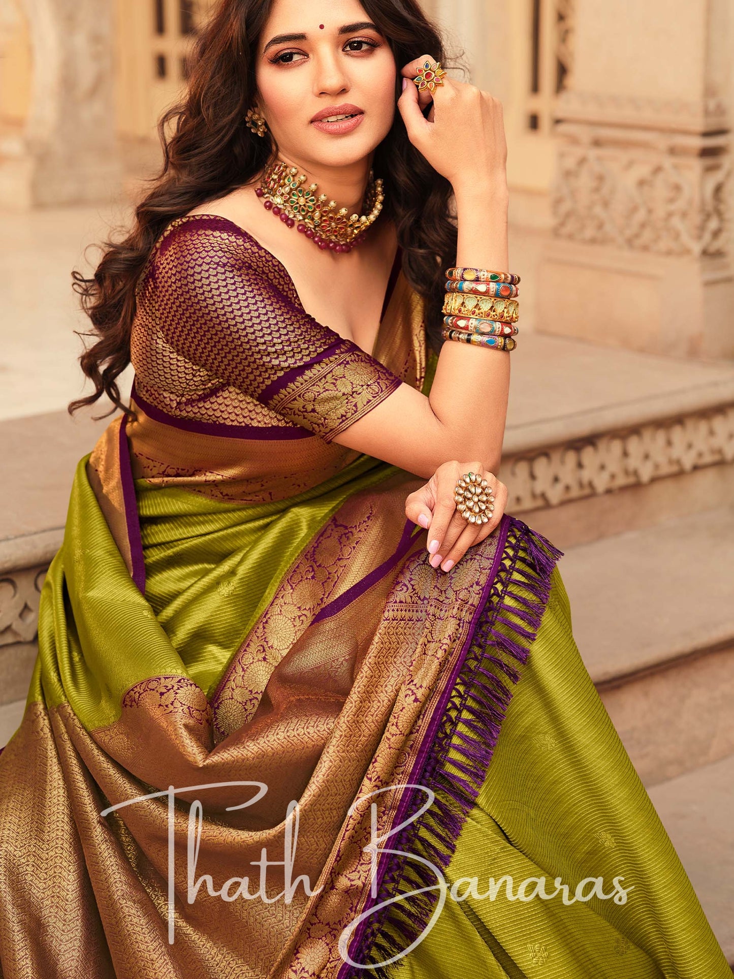 Mehndi Green Soft Kanjivaram Chhap Dying Saree