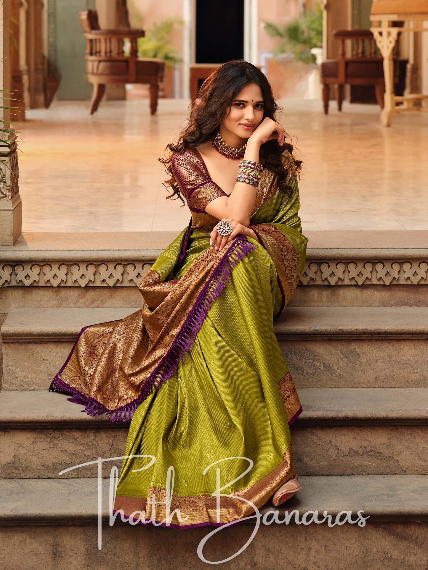 Mehndi Green Soft Kanjivaram Chhap Dying Saree