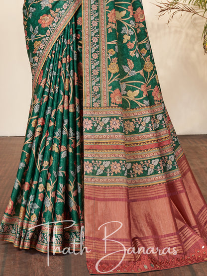 Pink Silk Printed Designer Saree