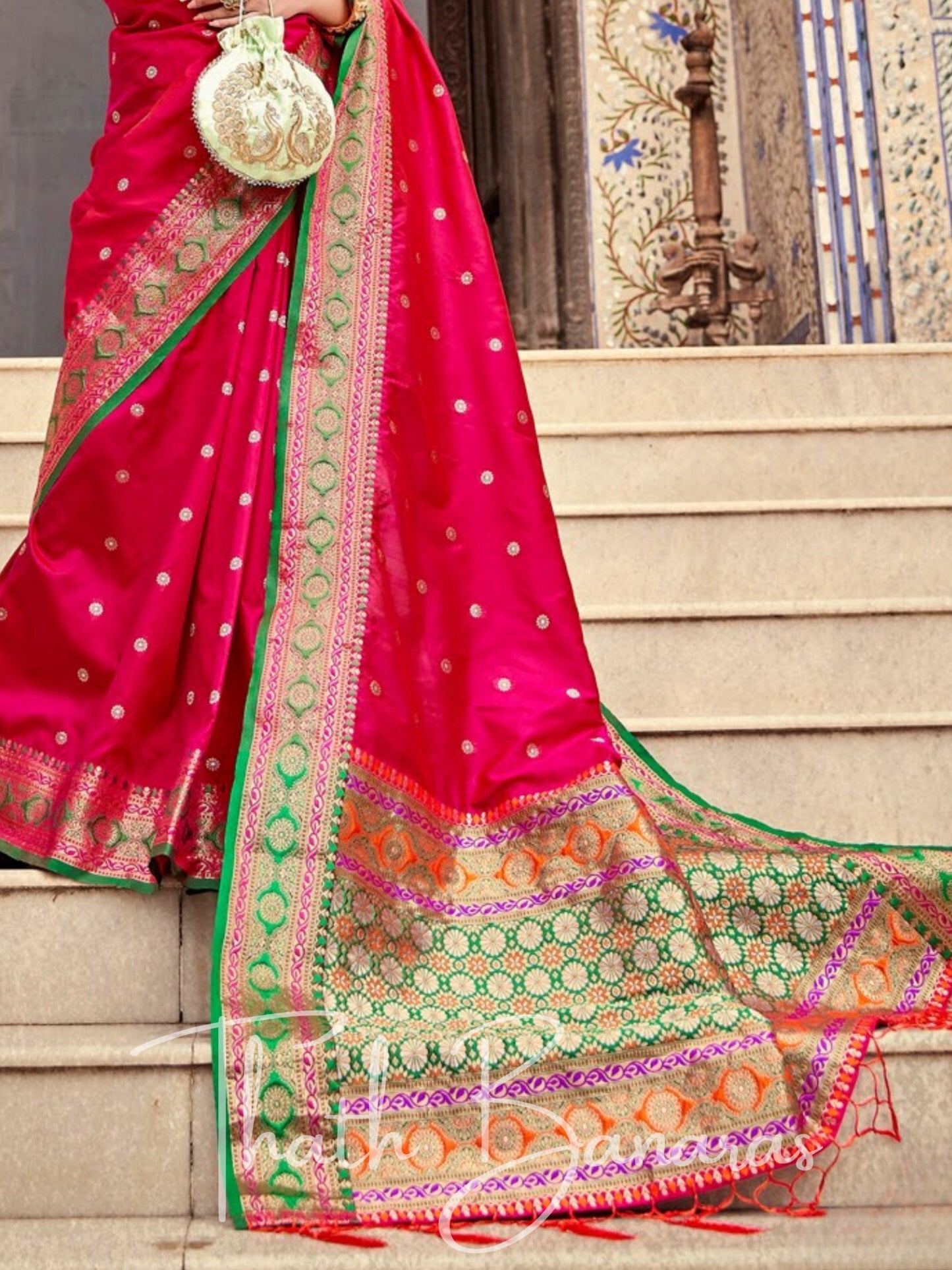 Pink Soft silk weaving Saree with Beautiful Designer border & Pallu