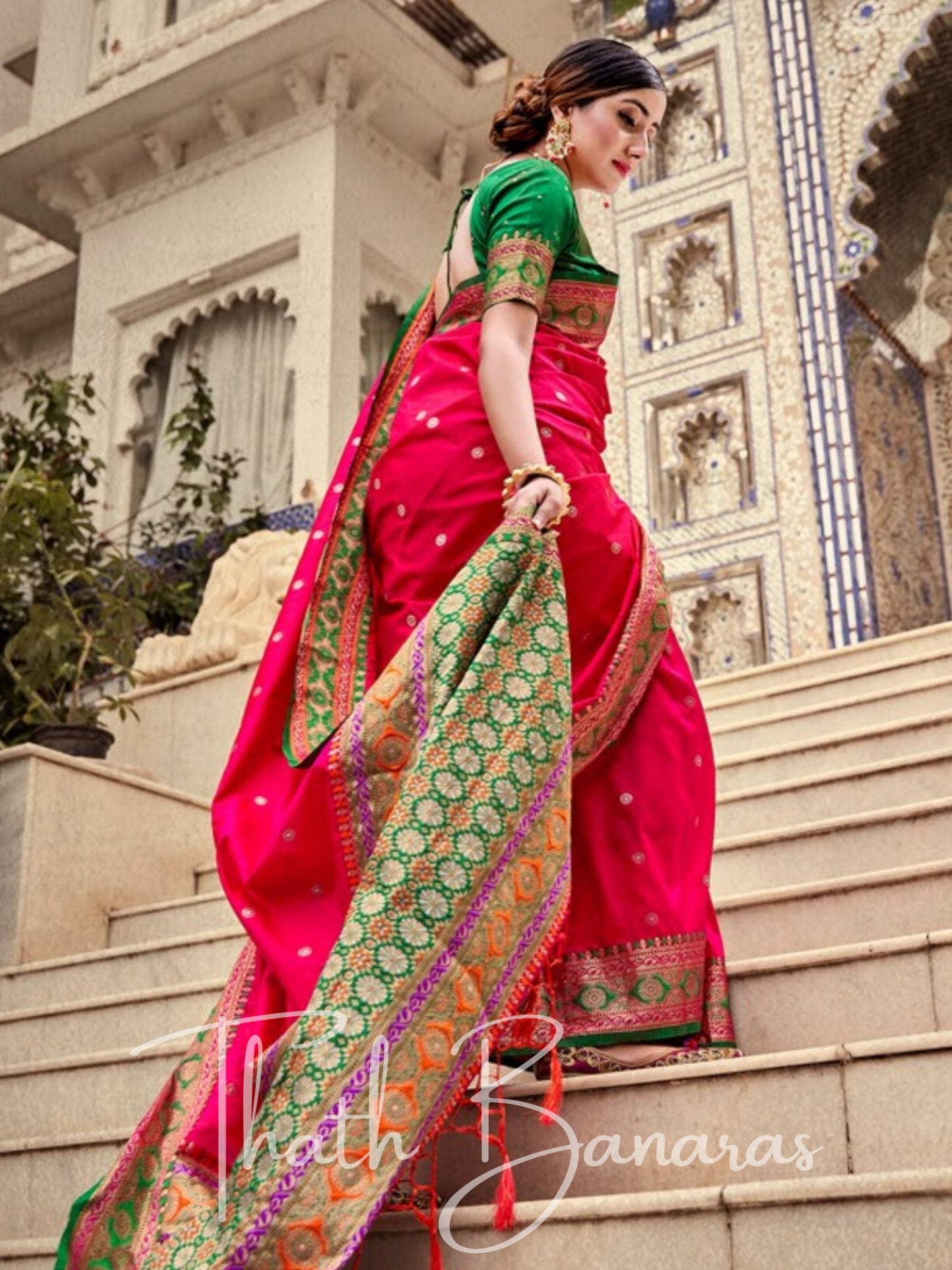 Pink Soft silk weaving Saree with Beautiful Designer border & Pallu