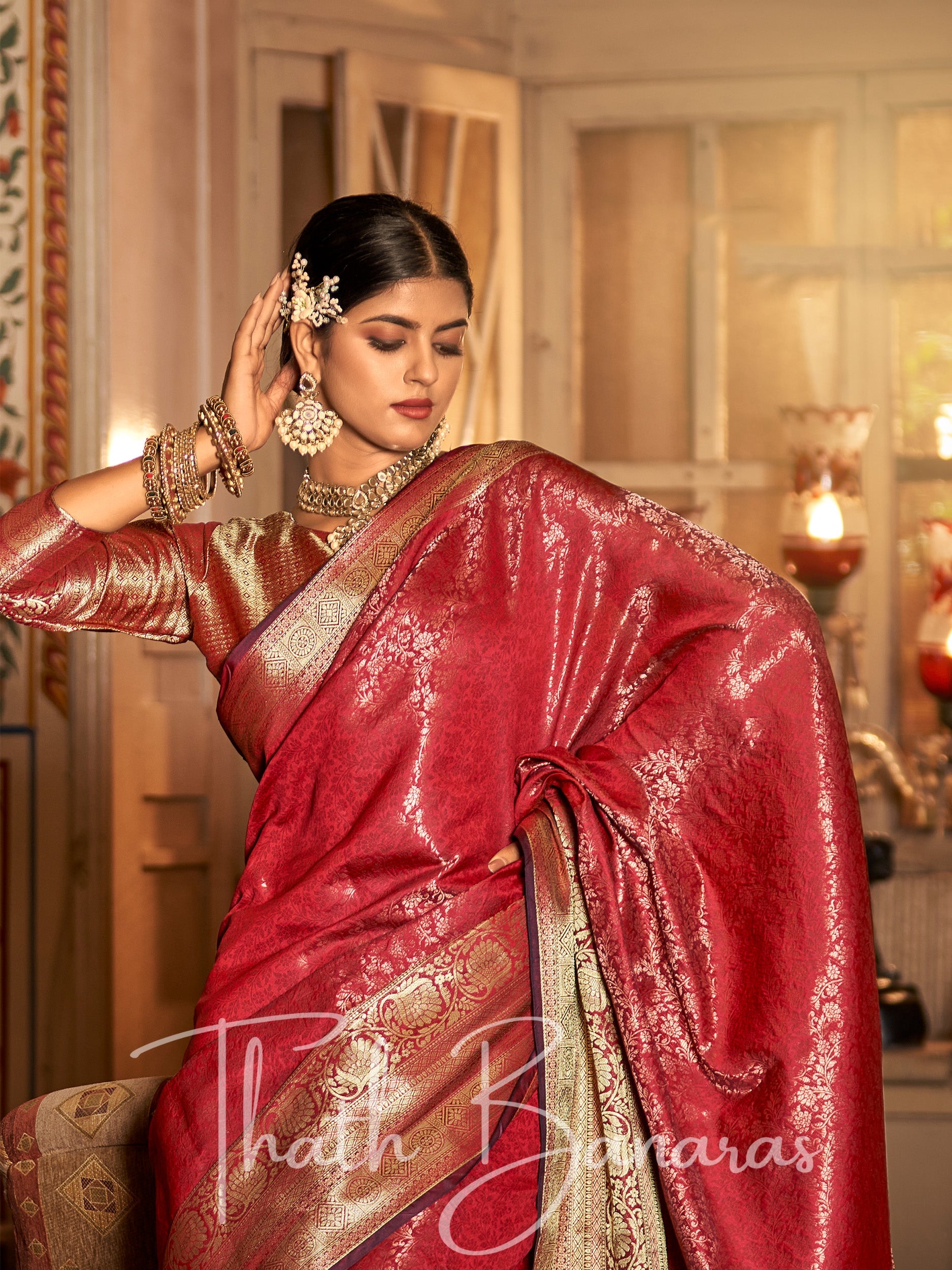 Chilli red Kanchipuram silk saree at kanjivaramsilks.com | Bridal silk saree,  Silk sarees, Saree