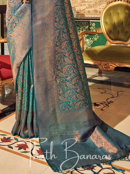 Enchanting Peacock Handloom Silk Saree Gilded Patterns