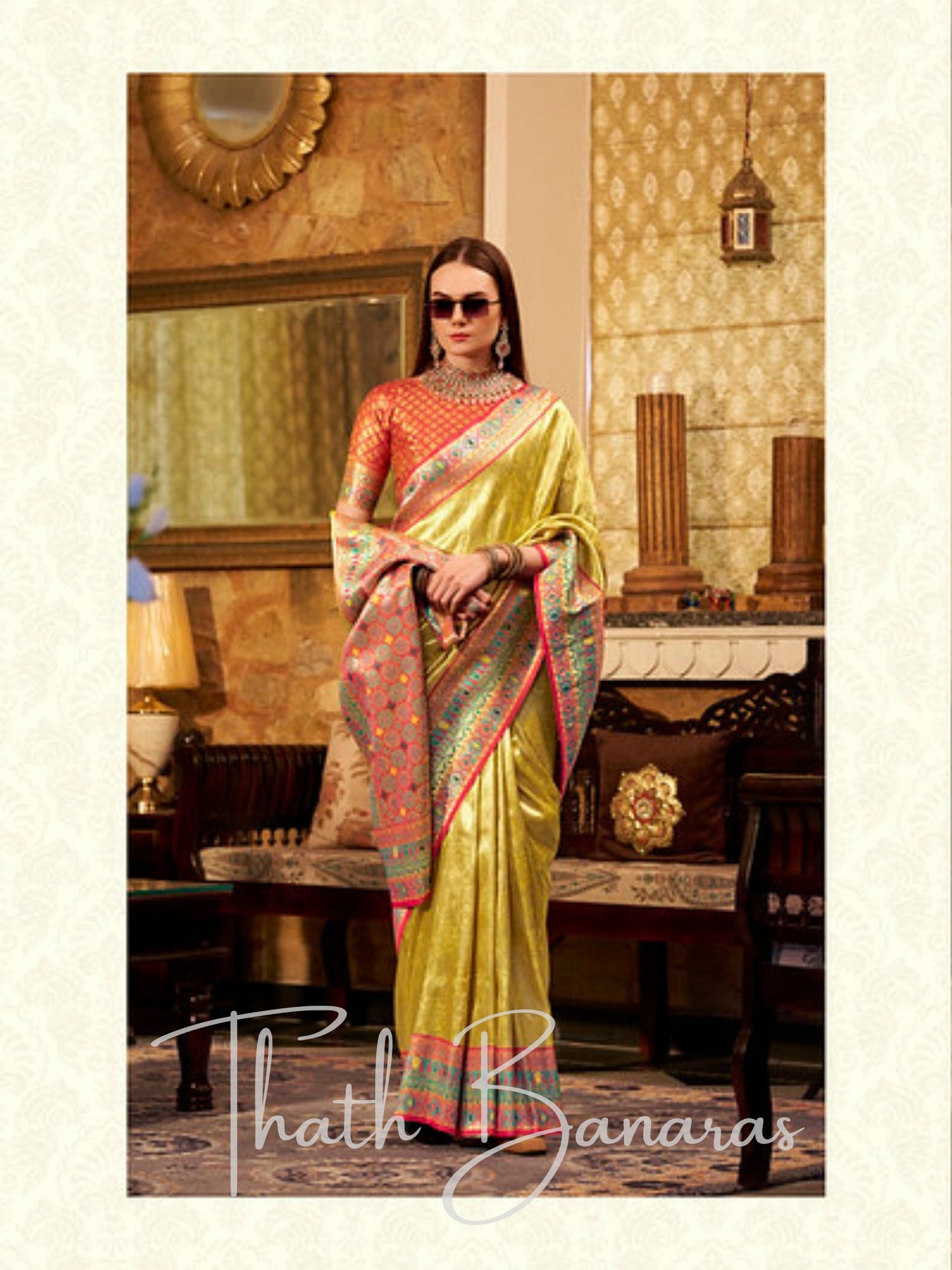 Elegant Fuel Yellow Tissue Silk Saree with intricate work