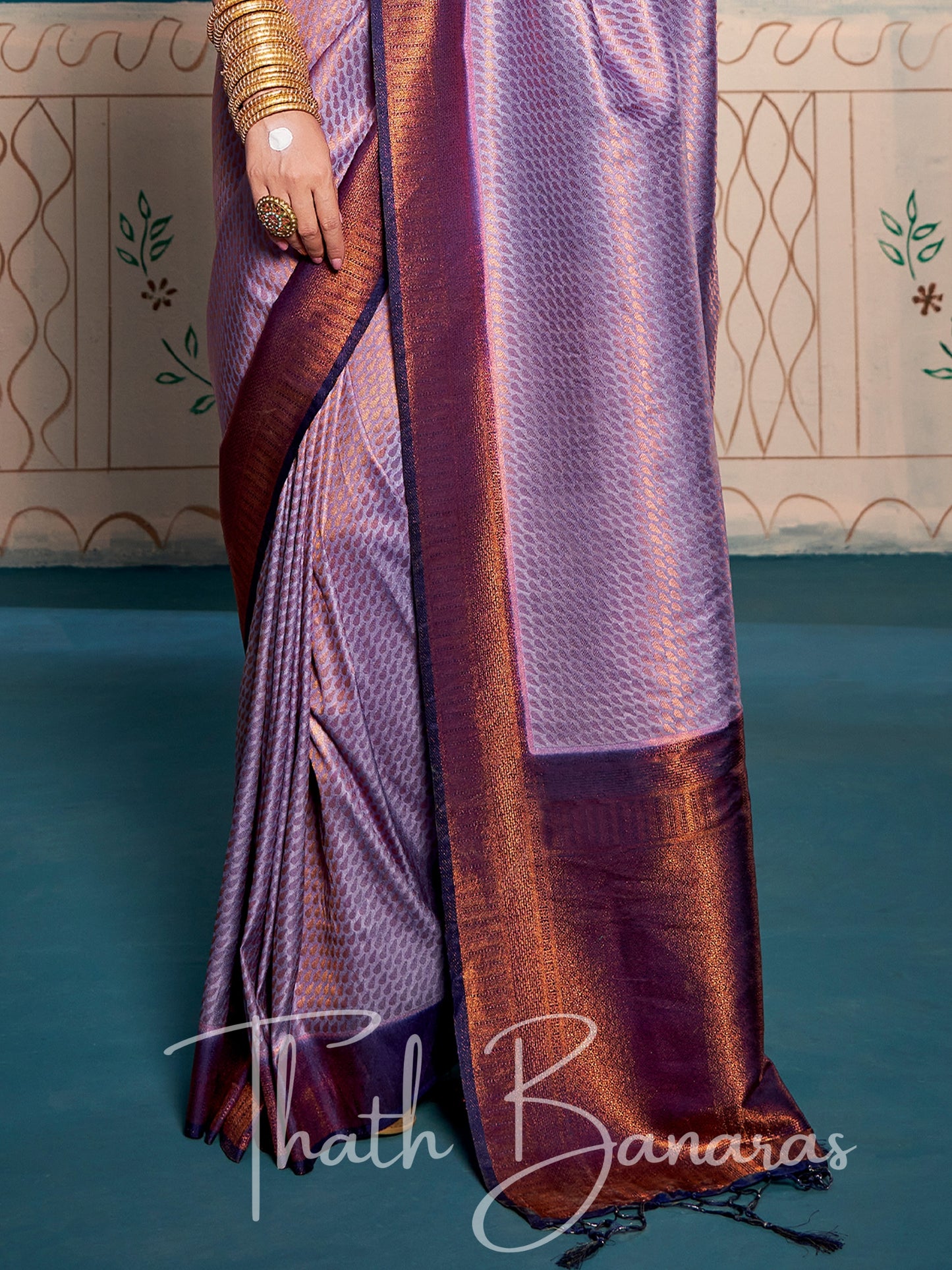 Purple Soft Kanjivaram Silk Saree With Chaap Dying