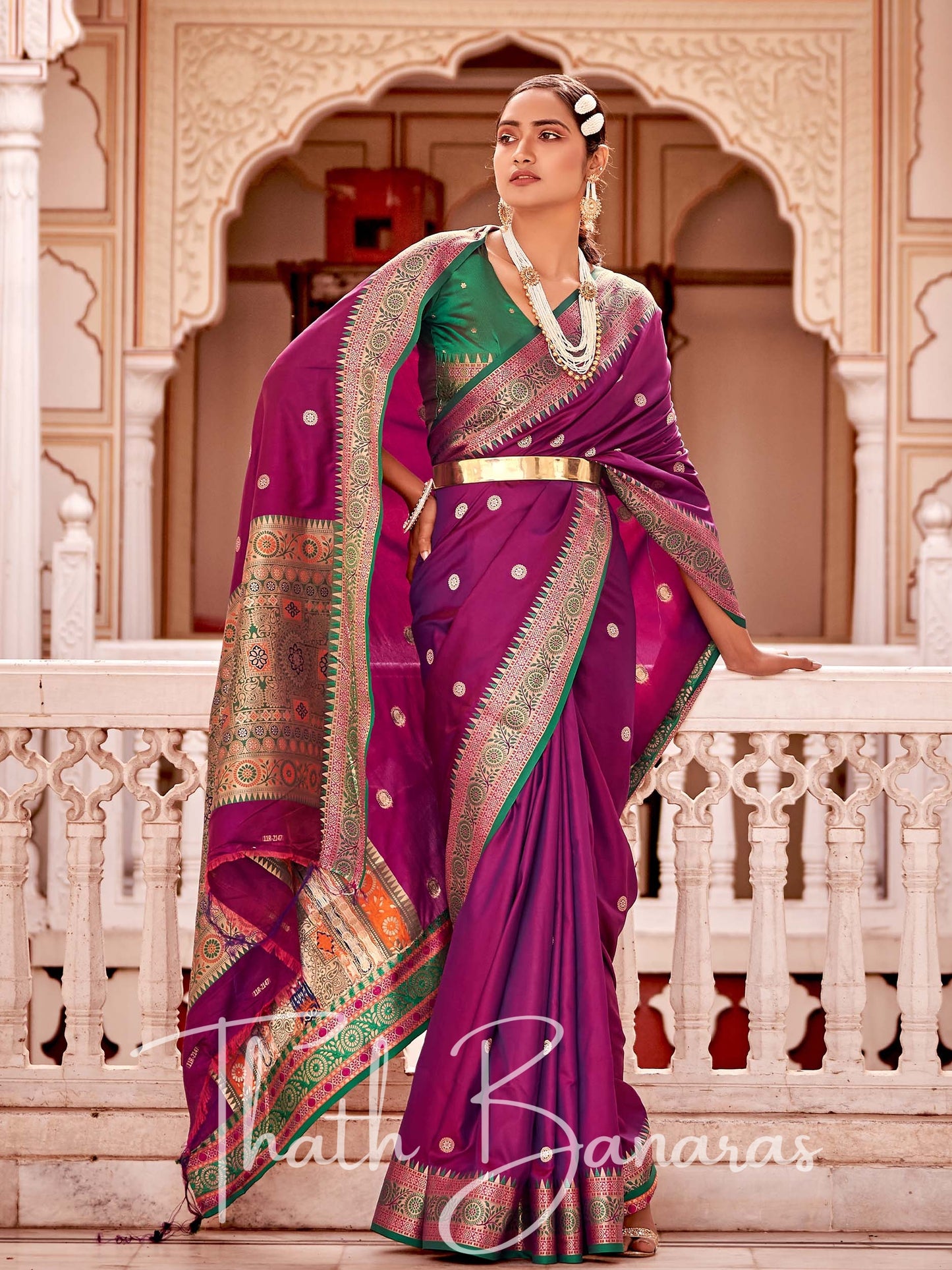 Candy Purple Shade Soft Banarasi silk with Rich Designer Pallu & Contrast Blouse