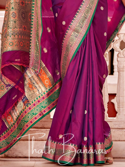 Candy Purple Shade Soft Banarasi silk with Rich Designer Pallu & Contrast Blouse