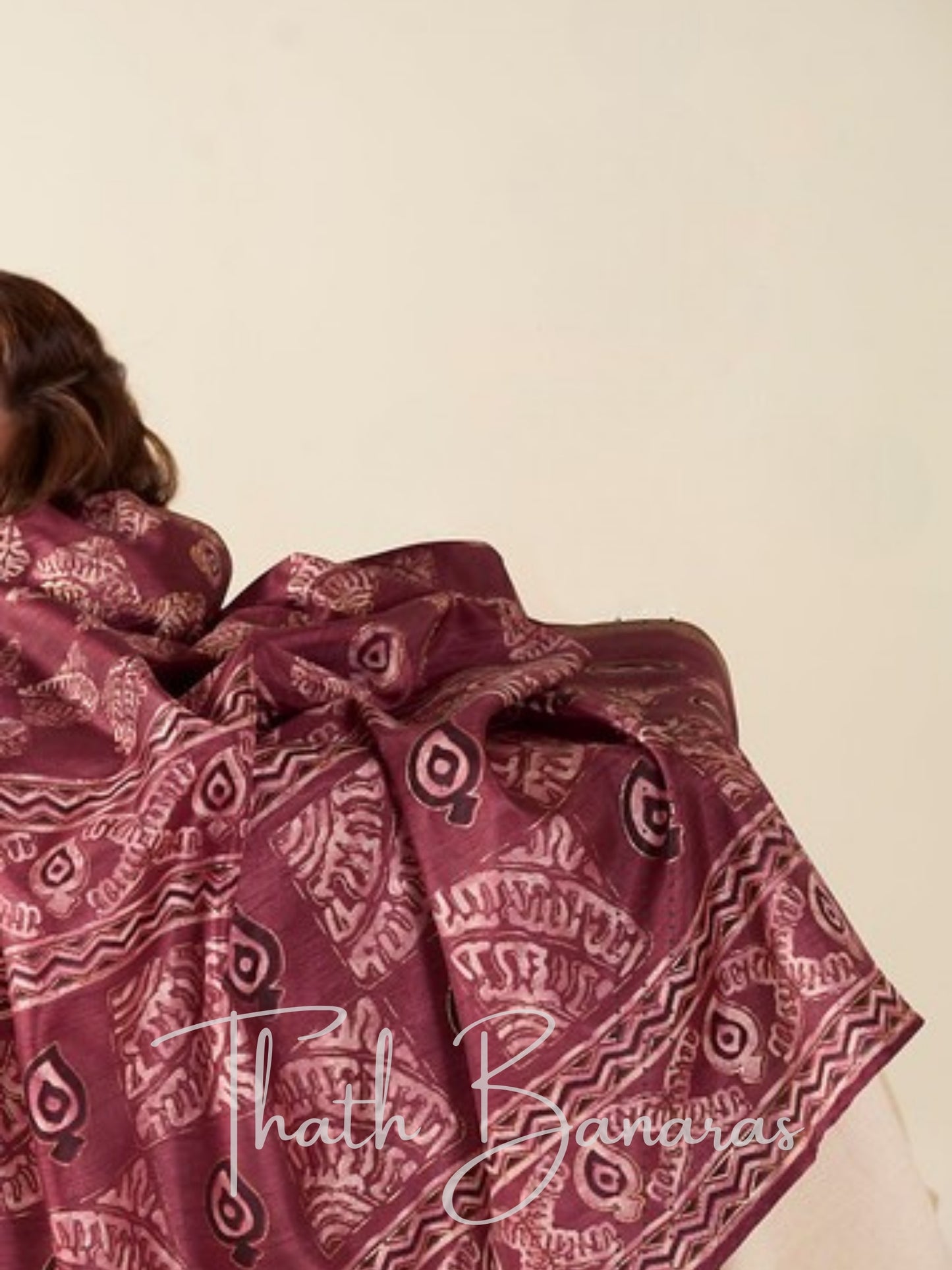 Wine Royale Mulmul Cotton Saree with Copper Zari Grandeur