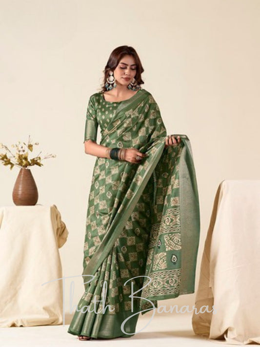 Refreshing Green MulMul Cotton Saree with Glimmering Zari Borders