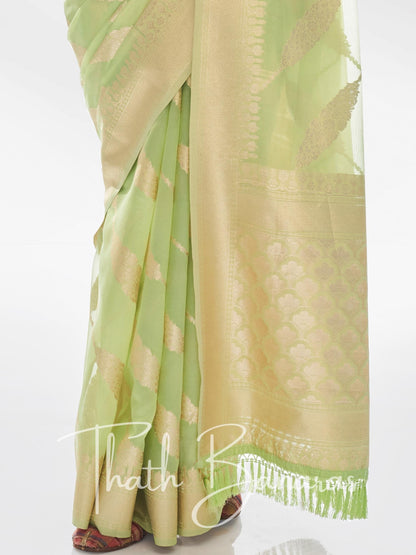 Green Pure Organza with Banarasi Zari