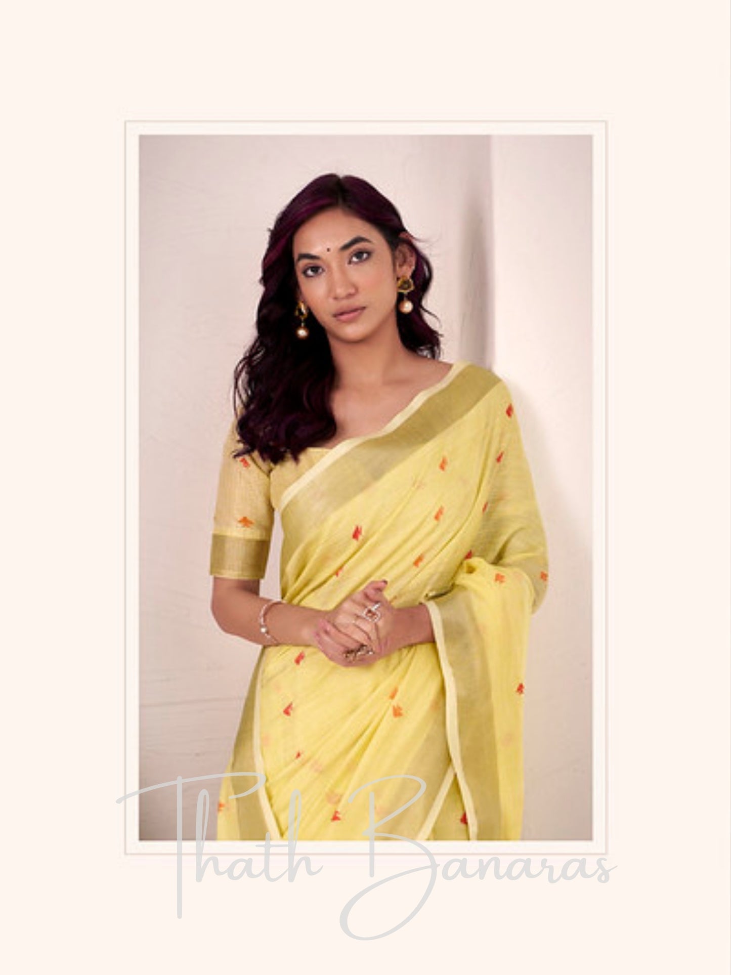 Elegant Yellow Silk Linen Saree