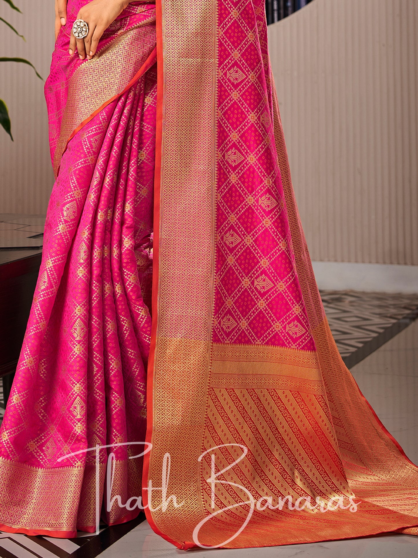 Blush Pink Handloom Patola Soft Silk Ceremonial Classic Saree