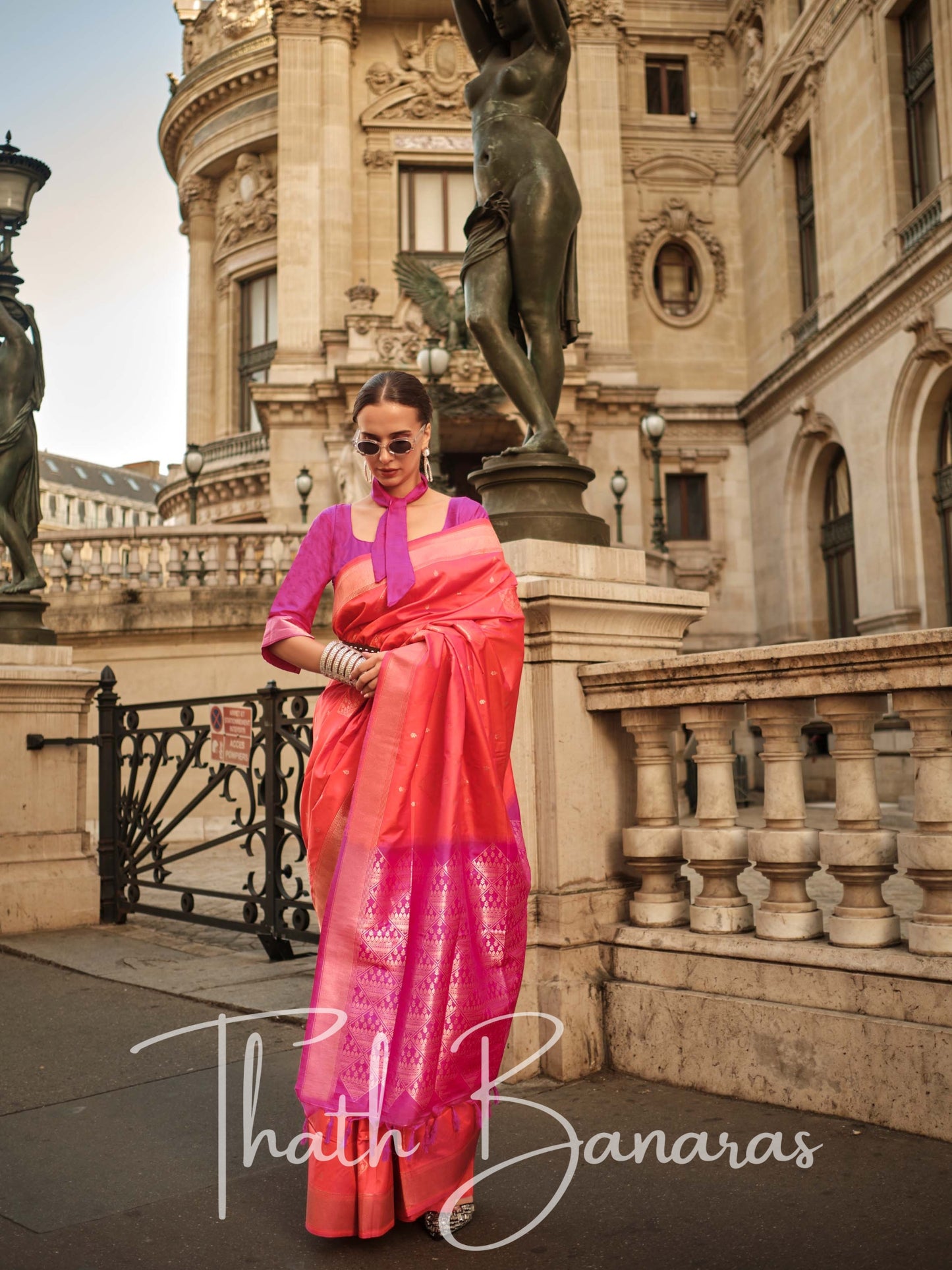 Raspberry Pink Soft Silk Handloom Weaving Saree