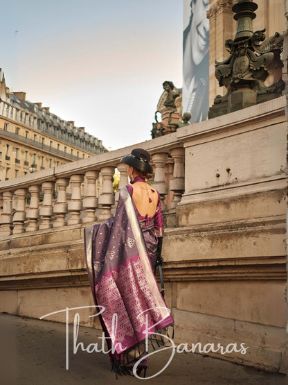 Pecan Brown Soft Silk Handloom Weaving Saree