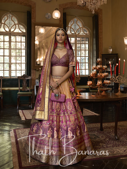 Lilac Purple Smooth Rajwadi Silk with Sparkle and Mirror Work Lehenga and Sparkle Work Blouse