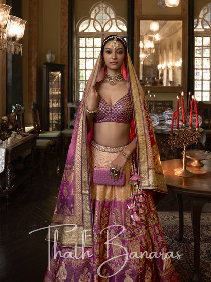 Lilac Purple Smooth Rajwadi Silk with Sparkle and Mirror Work Lehenga and Sparkle Work Blouse