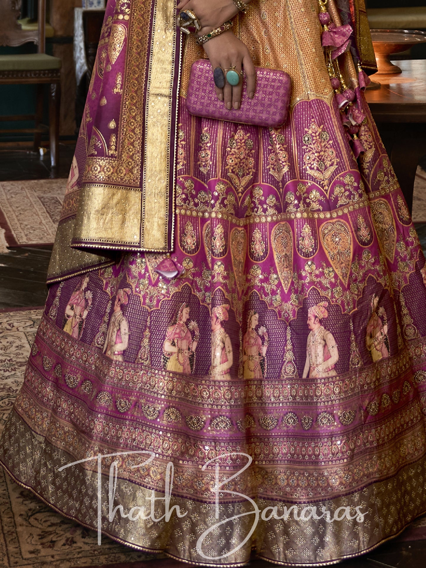 Lilac Purple Smooth Rajwadi Silk with Sparkle and Mirror Work Lehenga and Sparkle Work Blouse