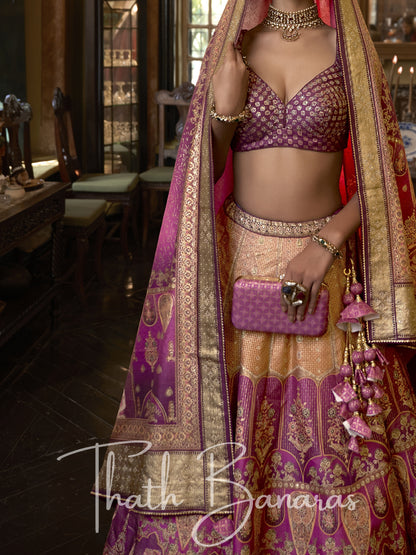 Lilac Purple Smooth Rajwadi Silk with Sparkle and Mirror Work Lehenga and Sparkle Work Blouse