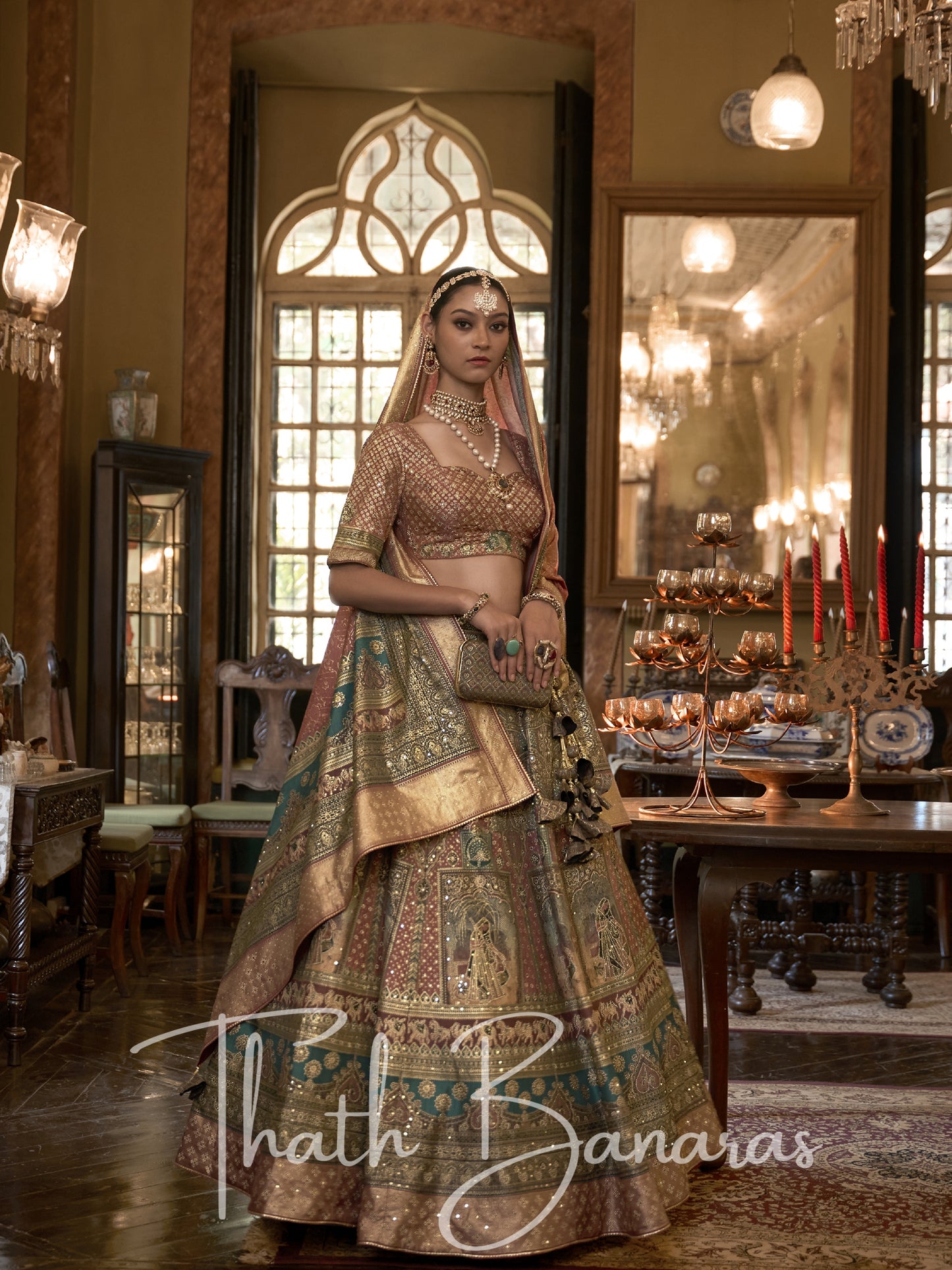 Royal Brown Smooth Rajwadi Silk with Sparkle and Mirror Work Lehenga and Sparkle Work Blouse