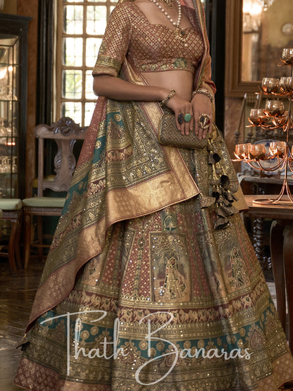 Royal Brown Smooth Rajwadi Silk with Sparkle and Mirror Work Lehenga and Sparkle Work Blouse