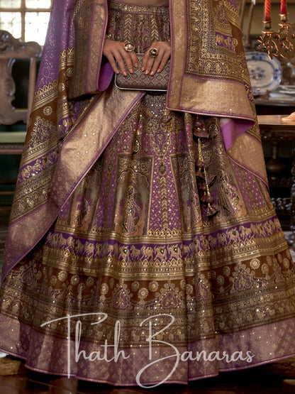 Magenta Purple Smooth Rajwadi Silk with Sparkle and Mirror Work Lehenga and Sparkle Work Blouse