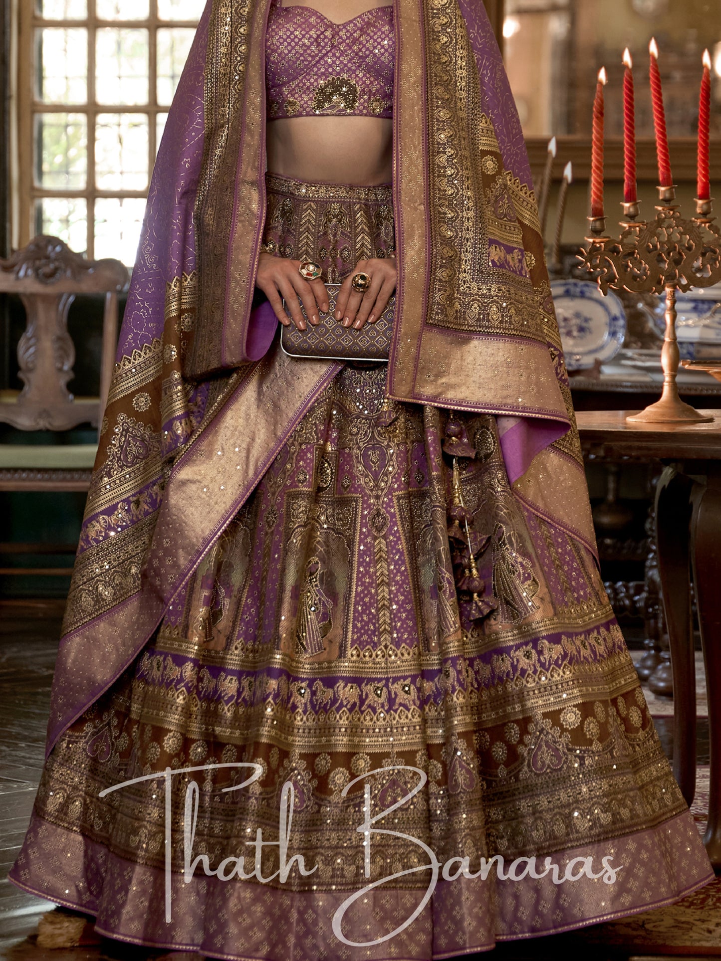 Magenta Purple Smooth Rajwadi Silk with Sparkle and Mirror Work Lehenga and Sparkle Work Blouse